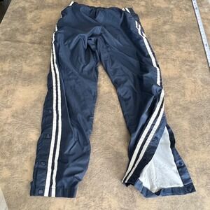 JCPenney USA Olympic Track Pants Mens Large Navy Blue Snap Side Tear Away VTG